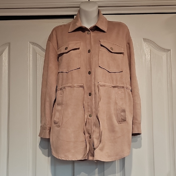 Blank NYC Think Pretty Faux Suede Shacket Sz S in Dusty Rose NWOT MSRP $98 - Picture 2 of 13